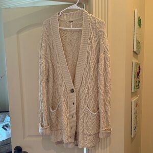 Free People Cream Knit Cardigan